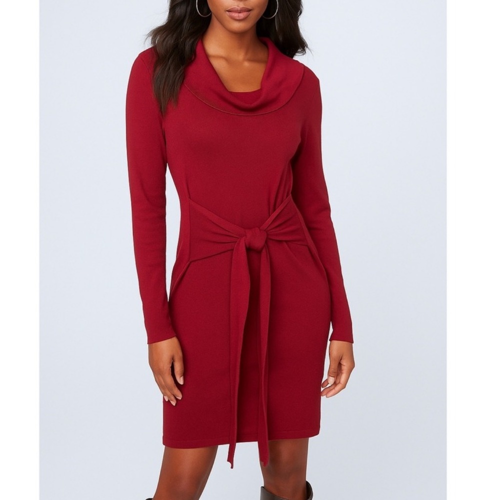 Boston Proper Red Long Sleeve Dress